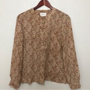 Tess Vintage 100% Silk Button Front  Sheer Blouse Shirt